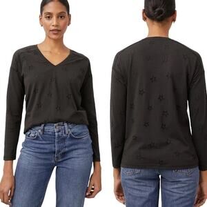 Rails NWT The Sami Long Sleeve V-neck T-Shirt Black Stars Burnout Size Small